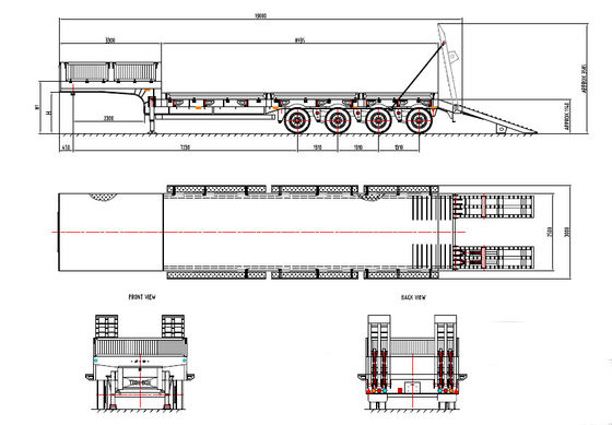 2 3 4 Axle 40FT Container Lowbed Trailer Semi Trailers Car